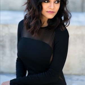 Black sheer long sleeve dress